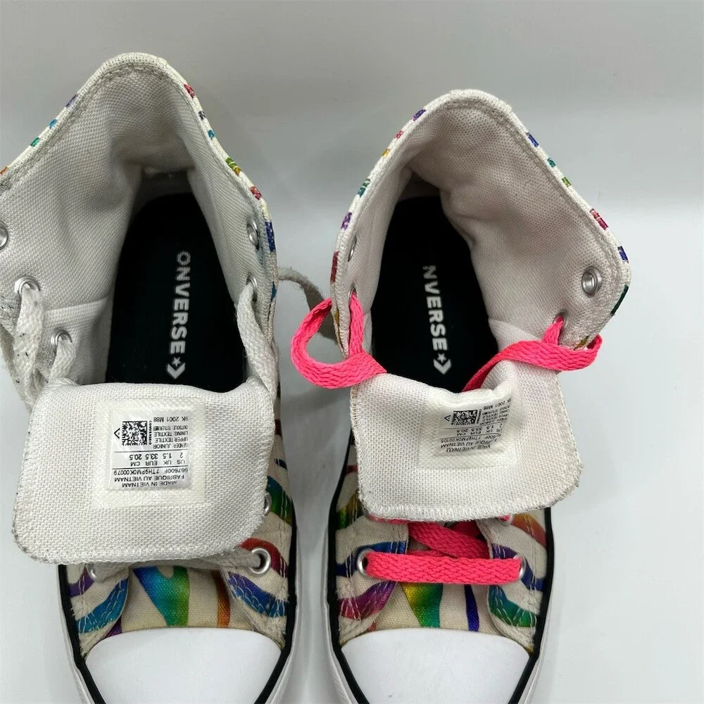 Converse Chuck Taylor All Star Youth High Top Sneakers Rainbow Zebra Girls Sz 2